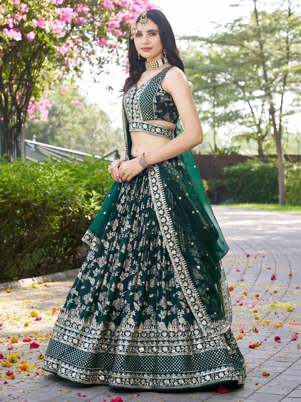 AMRAPALI Dola silk green Bulk lehenga choli for resellers